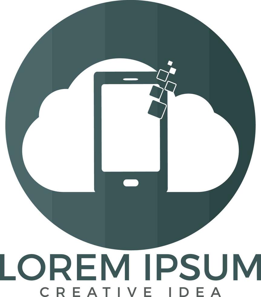 wolk en mobiel telefoon logo ontwerp. digitaal opslagruimte en berekenen onderhoud concept. vector