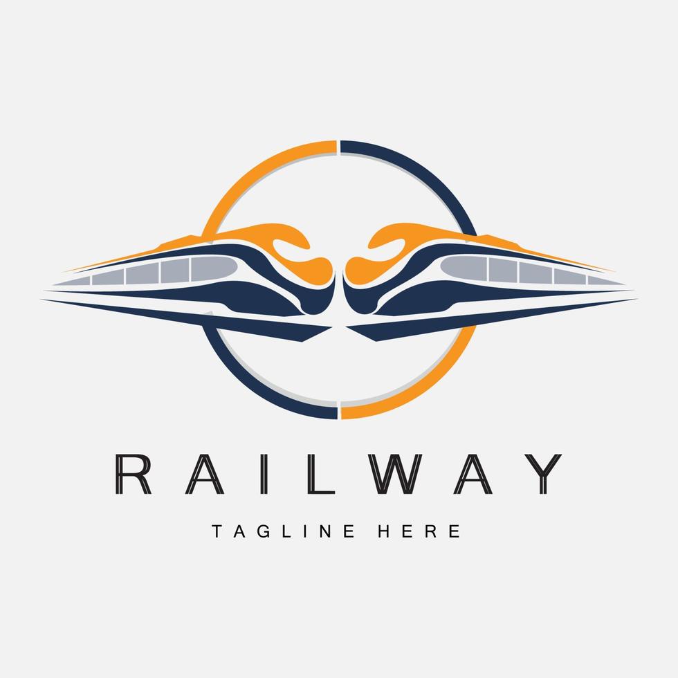 trein logo ontwerp. snel trein bijhouden vector, snel vervoer voertuig illustratie vector