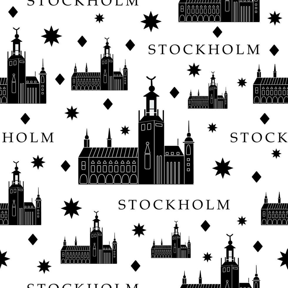 Stockholm, monochroom naadloos patroon vector