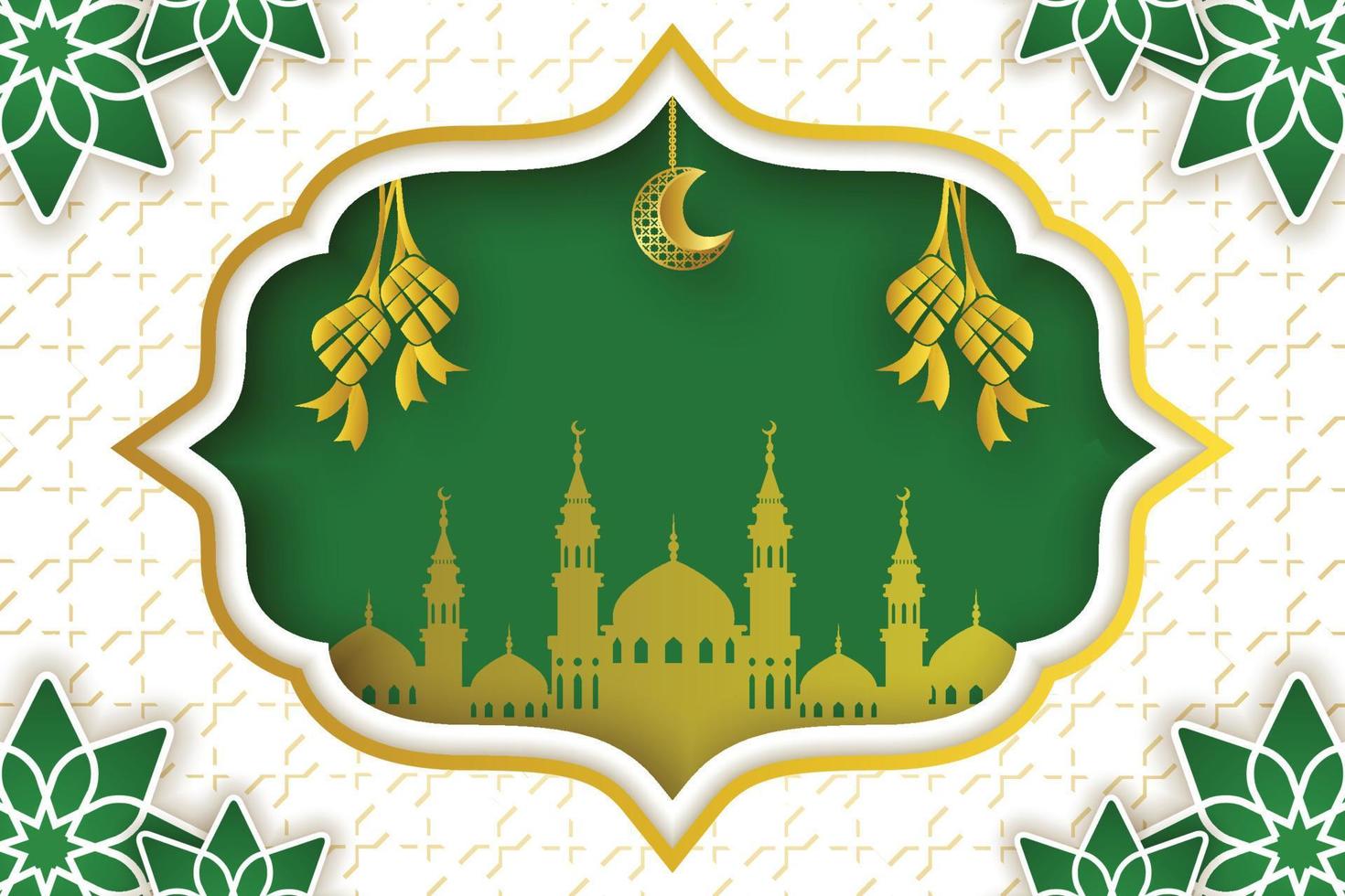 Ramadan kareem achtergrond sjabloon ontwerp vector, eid mubarak, met halve maan hangende ornament, gouden kleur vector