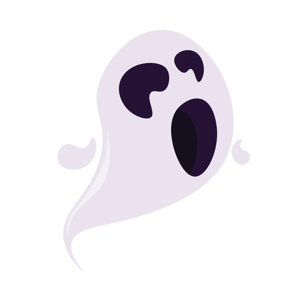 halloween geest, eng houding tekenfilm wit geest icoon Aan wit achtergrond, vector illustratie.