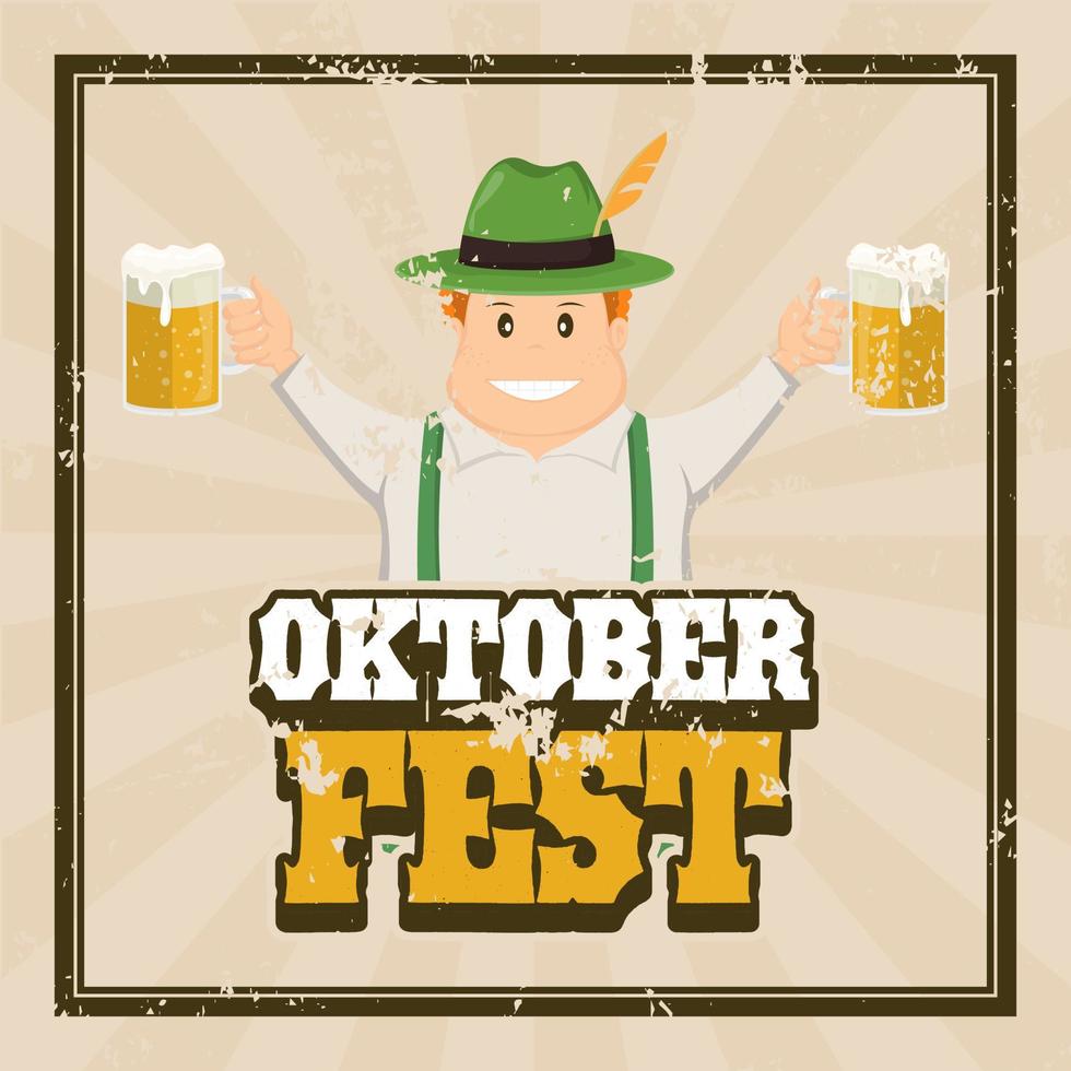 oktoberfeest wijnoogst poster met karakter tekenfilm vector