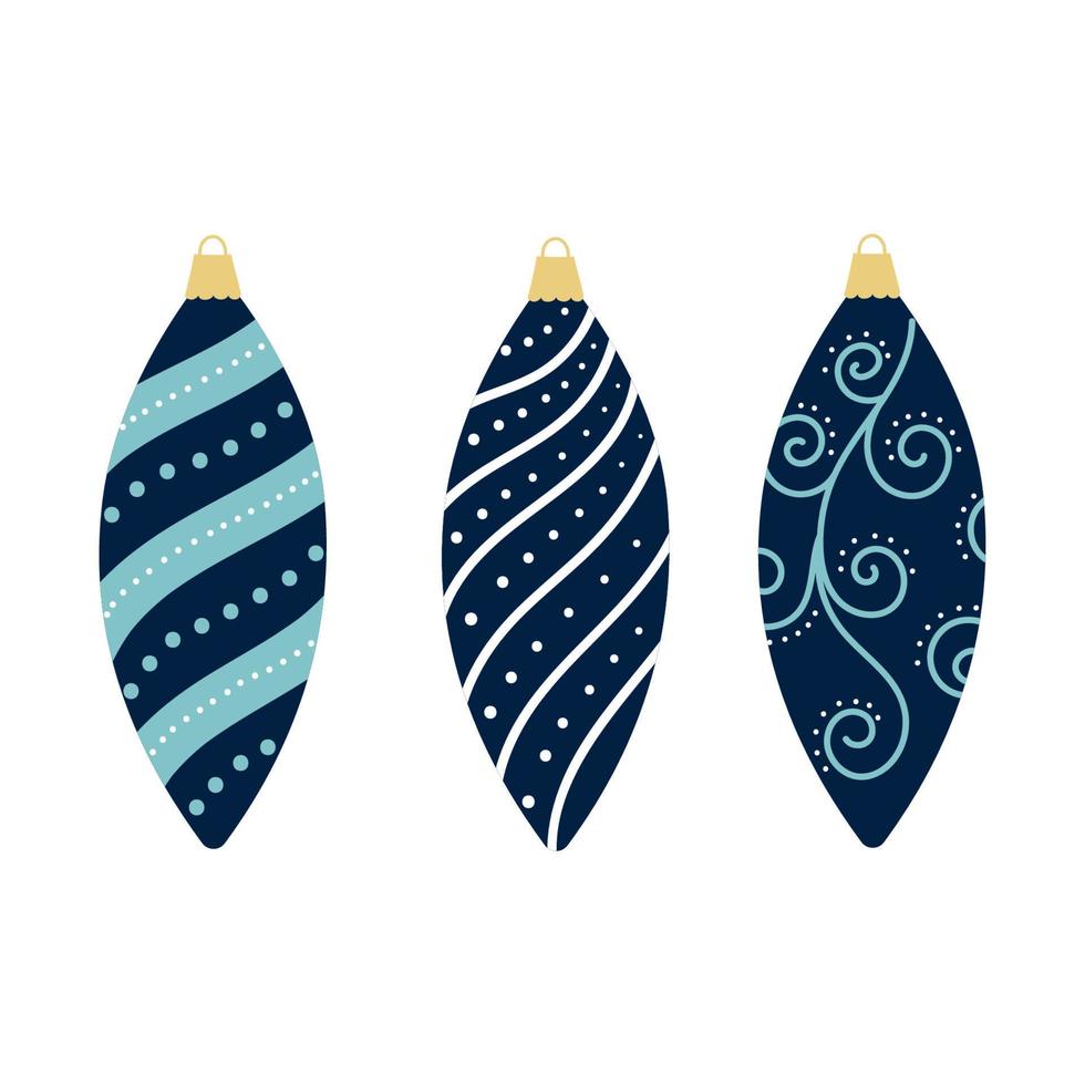 reeks van blauw versierd Kerstmis bal . sjabloon voor winter feestelijk ontwerp. vector