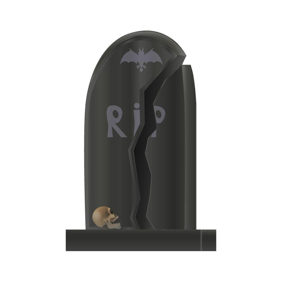 grafsteen met schedel in realistisch stijl. helloween grafsteen Aan de begraafplaats. kleurrijk vector illustratie geïsoleerd Aan wit achtergrond.