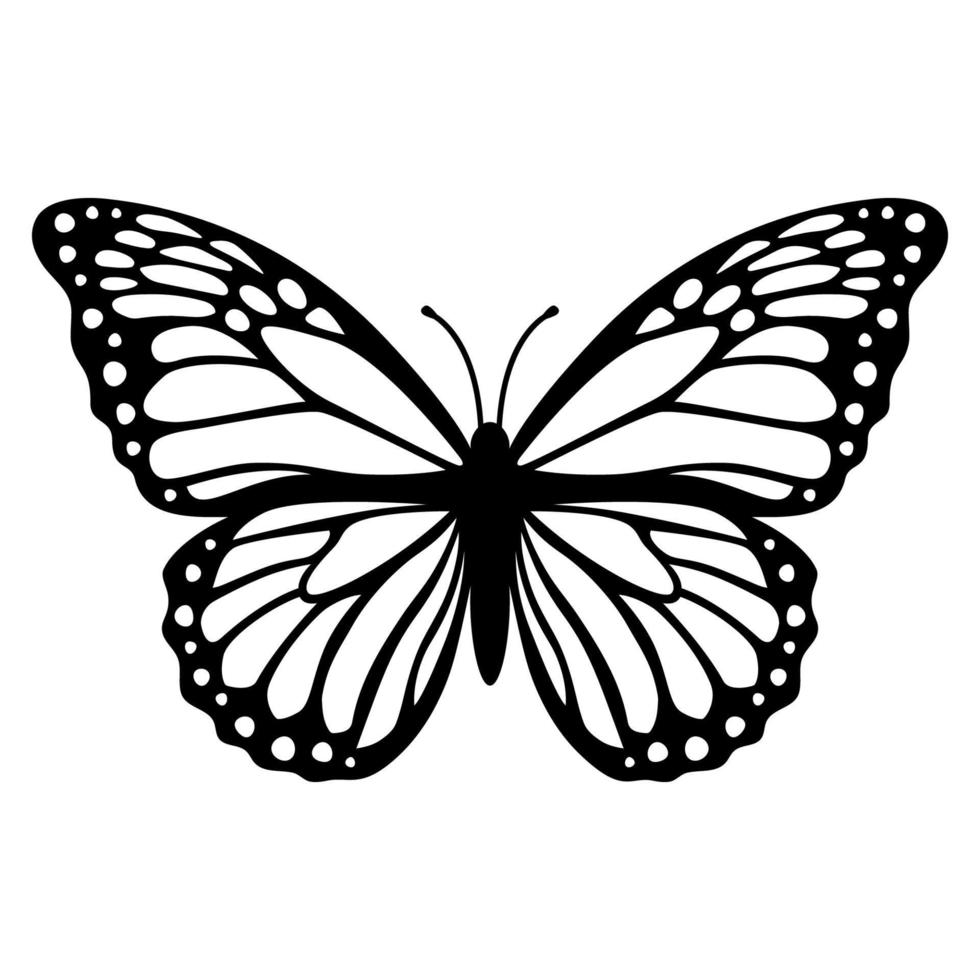 monarch vlinder silhouet. vectorillustratie geïsoleerd op een witte achtergrond vector