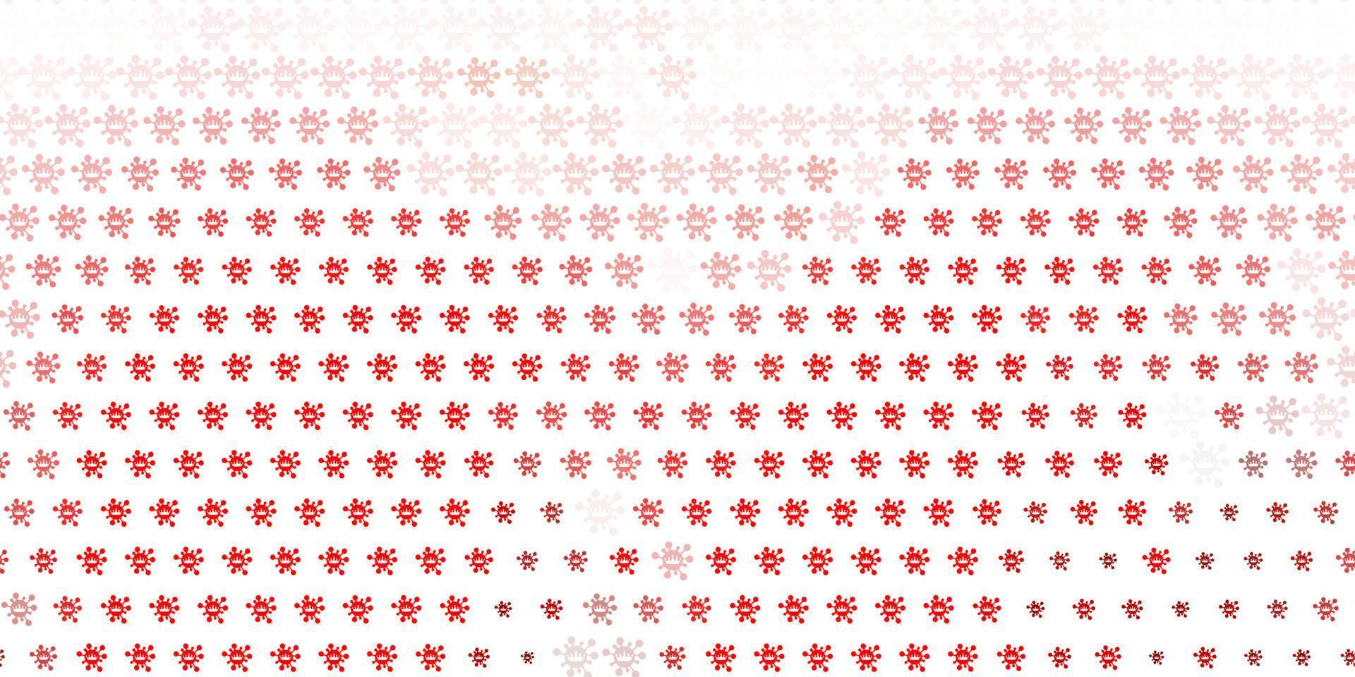 lichtrode vector achtergrond met covid-19 symbolen.