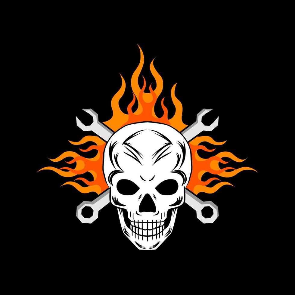 menselijk schedel en brand logo vector