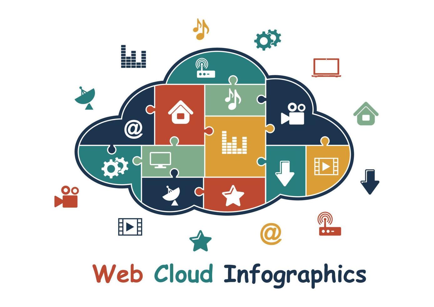 web wolk met media infographics vector