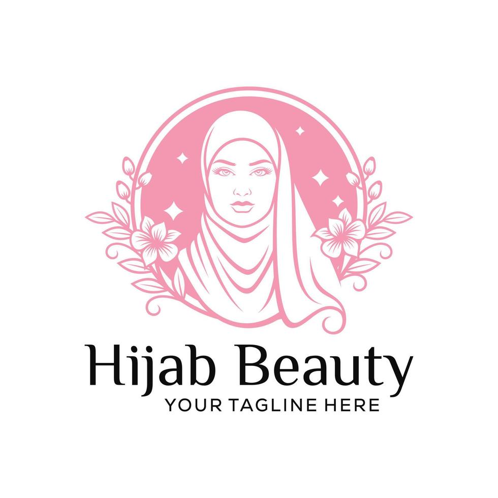 vrouwen hijab schoonheid vector logo sjabloon