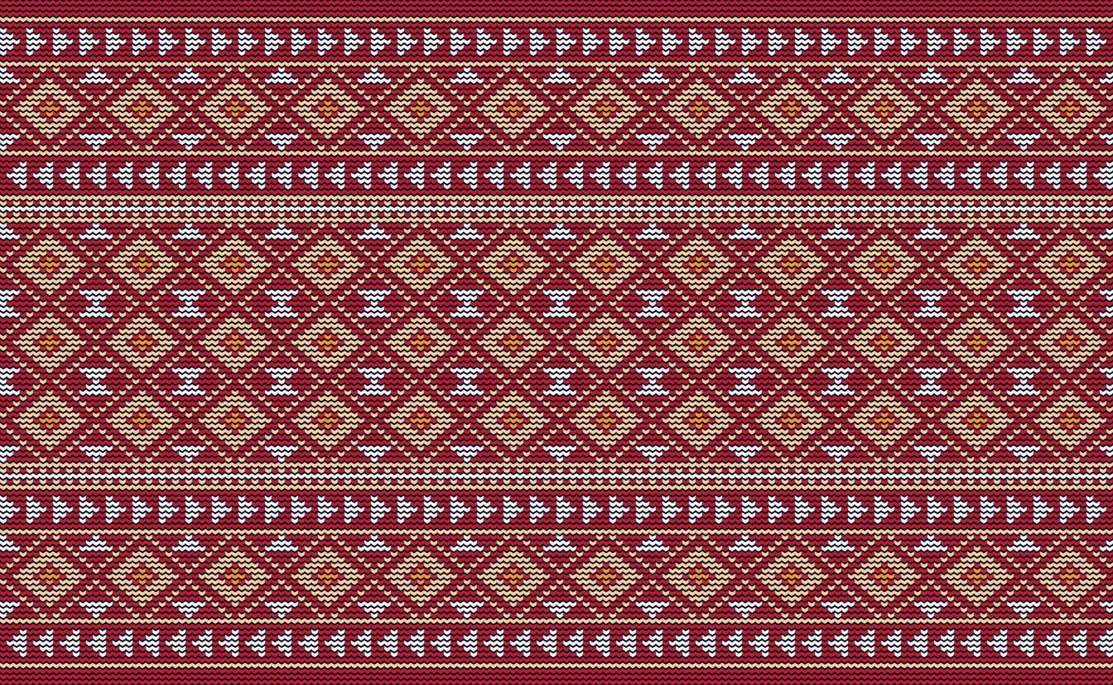 rood en wit borduurwerk patroon, gebreid decoratief achtergrond, vector mode antiek behang