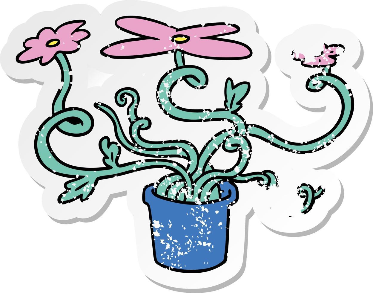 noodlijdende sticker cartoon doodle van een bloem plant vector