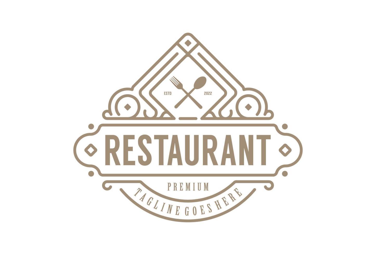 wijnoogst retro restaurant etiket kader logo ontwerp vector