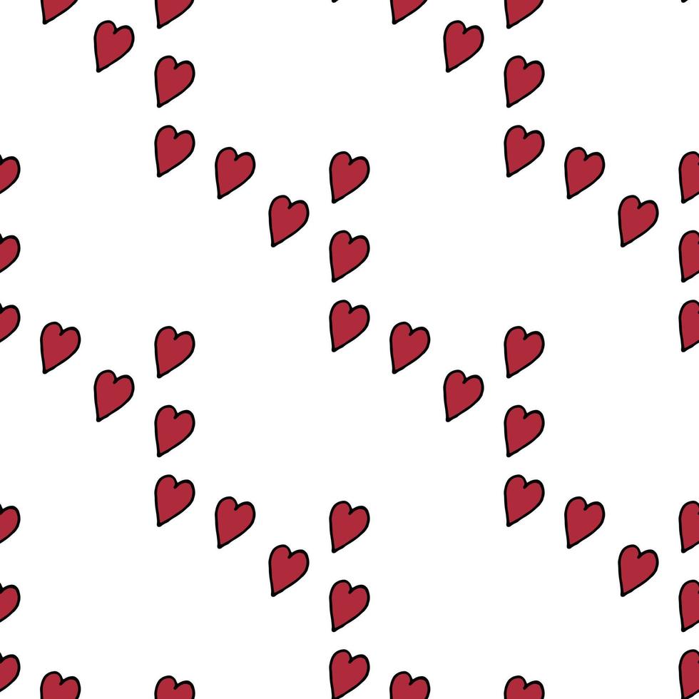 naadloos patroon met rode harten op witte achtergrond. vector afbeelding.