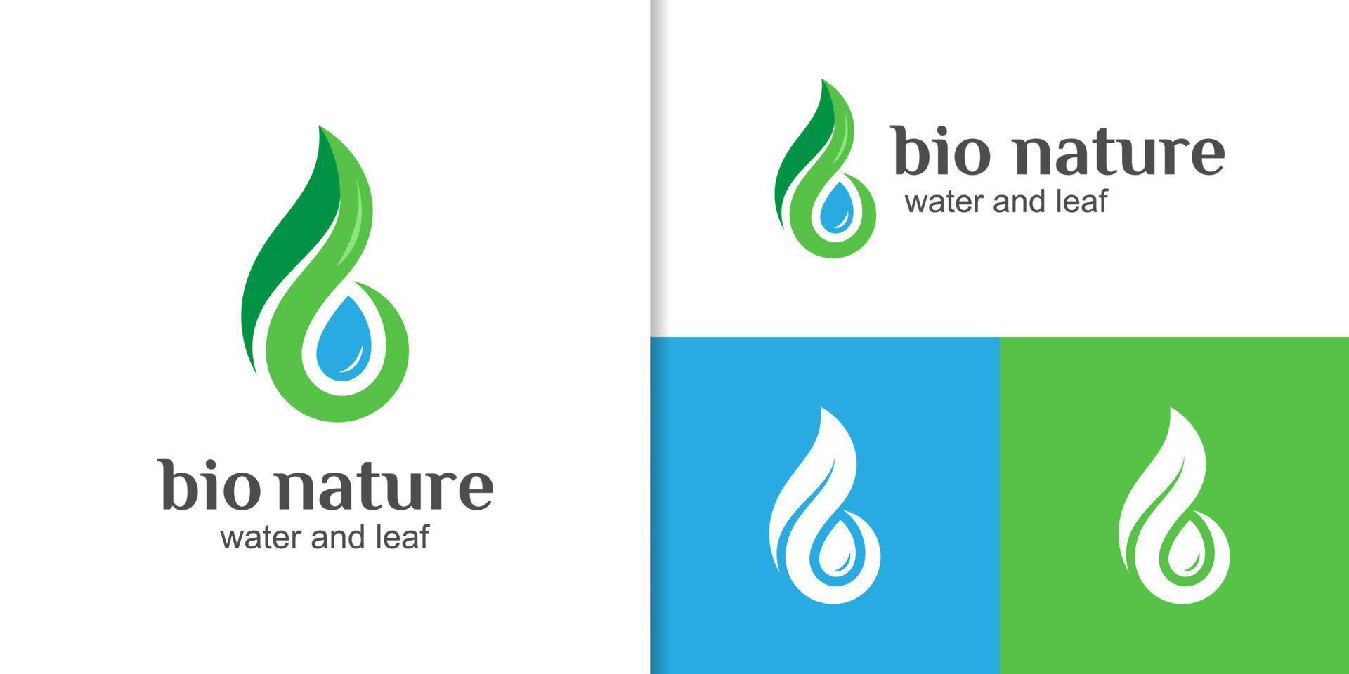eerste abstract brief b voor bio blad logo ontwerp water druppeltje element voor eco vriendelijk icoon vector ontwerp