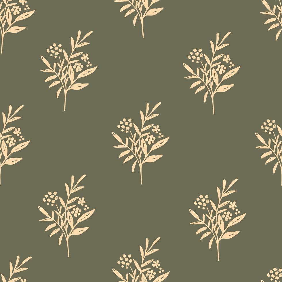 gemakkelijk bloemen vector naadloos patroon met rustiek stijl. delicaat roze boeket Aan een donker beige achtergrond. voor prints van kleding stof, textiel producten, kleren, bed linnen.