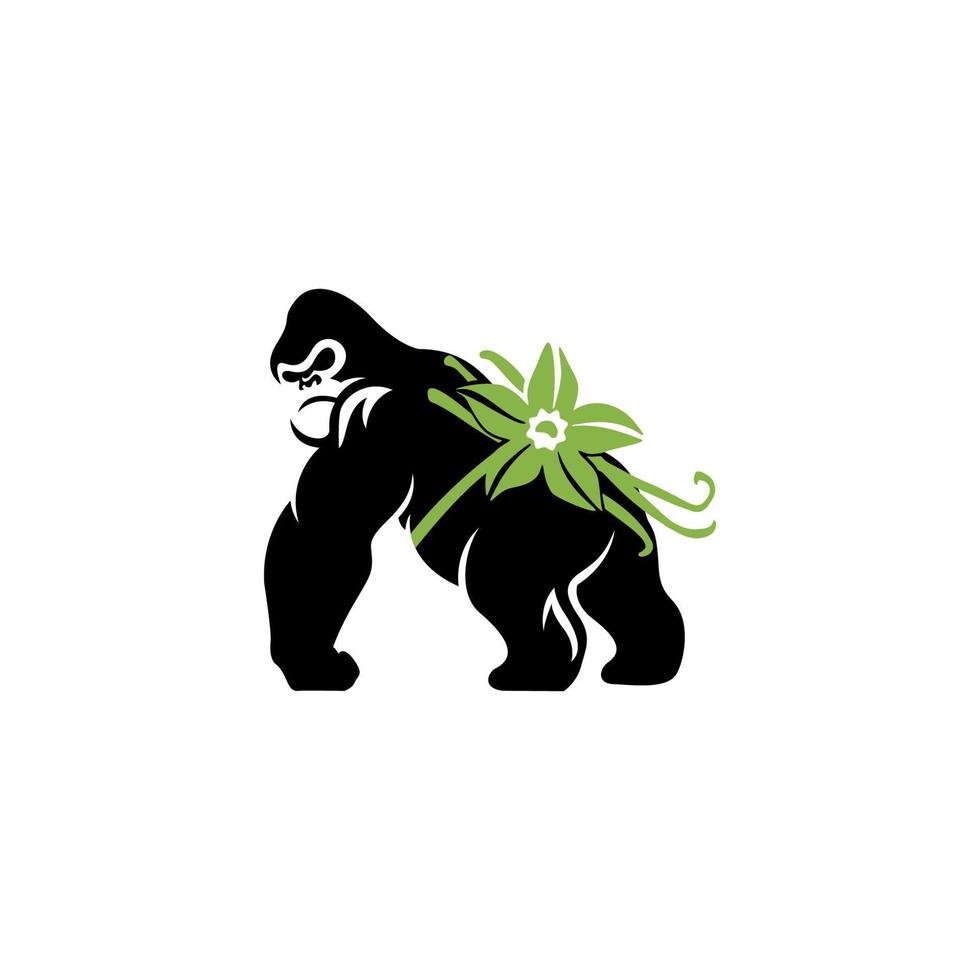 logo icoon vector grafisch gorilla met een vanille peul voorraad vector