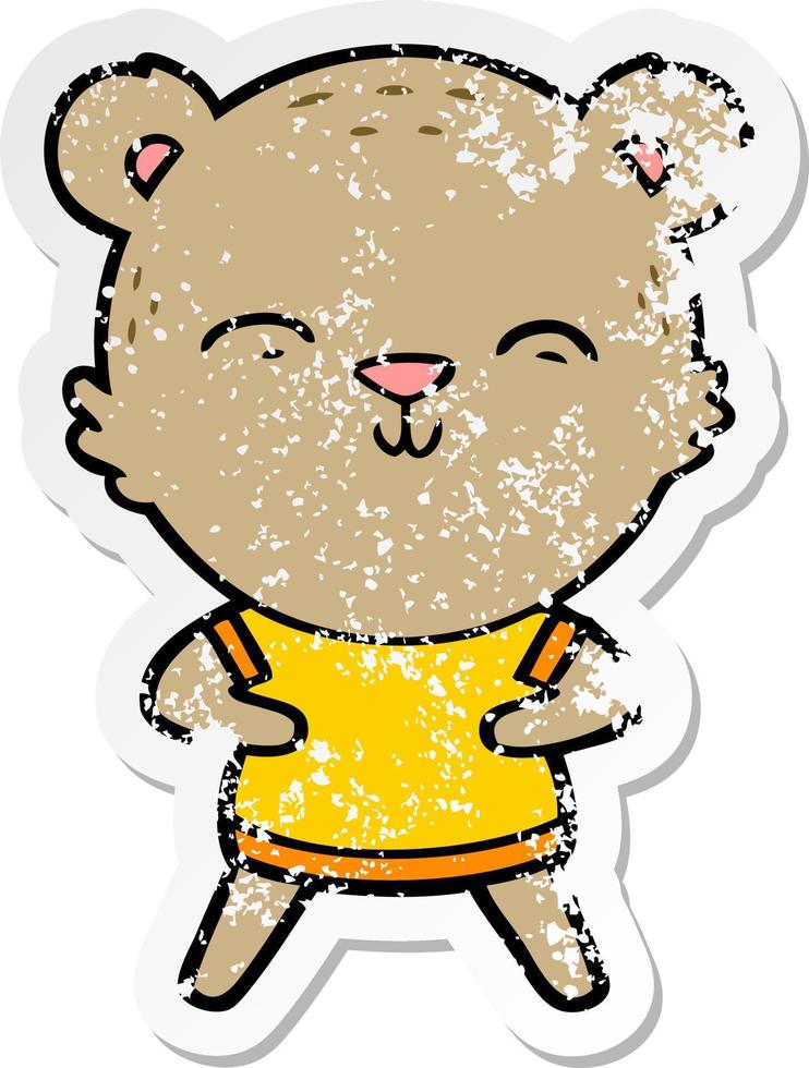noodlijdende sticker van een happy cartoon beer vector