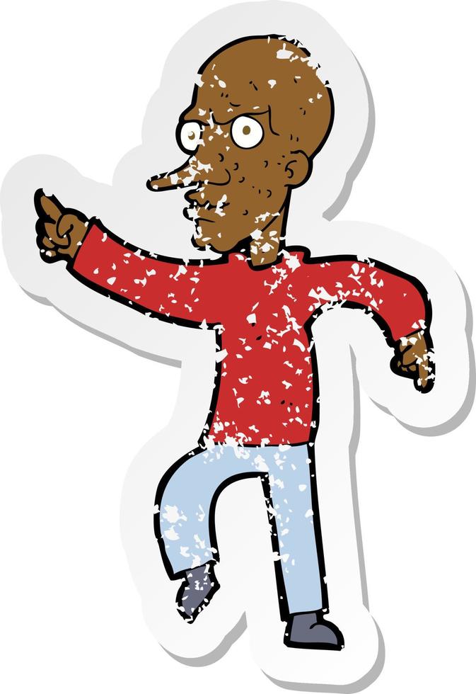 retro noodlijdende sticker van een cartoon boze oude man vector