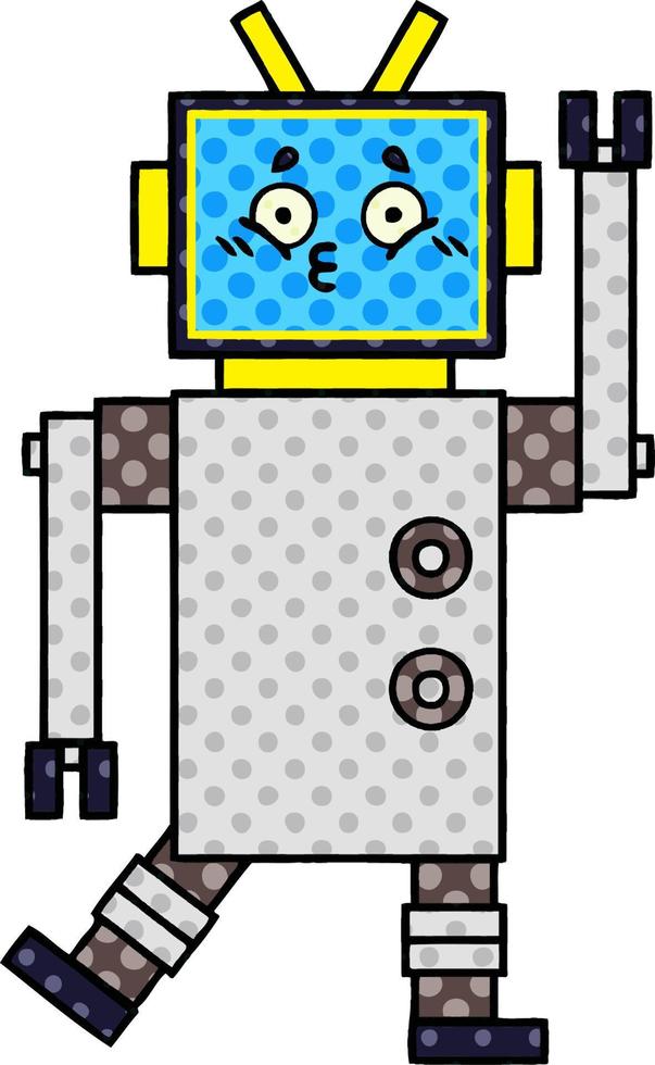 cartoon robot in stripboekstijl vector