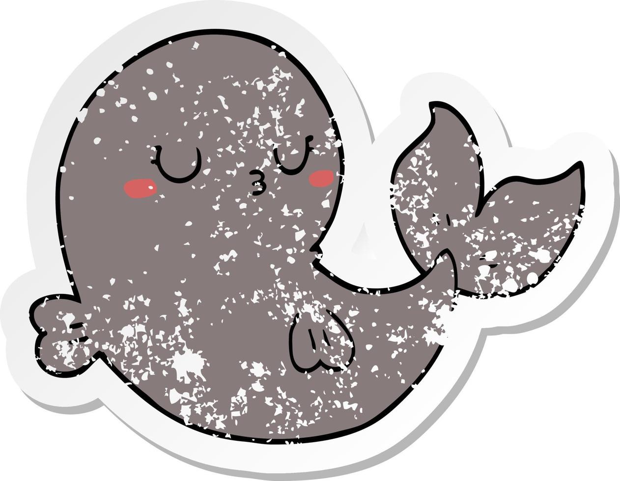 noodlijdende sticker van een schattige cartoonwalvis vector