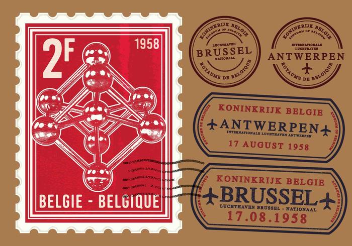 Atomium Brussel Postzegel vector