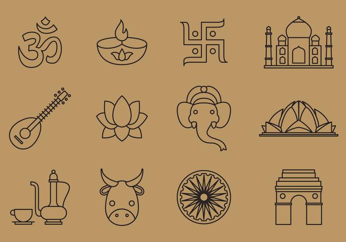 India lijn iconen vector