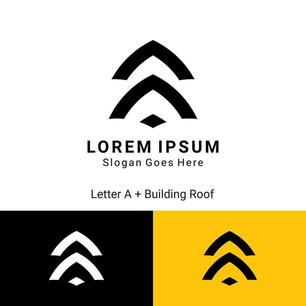 de combinatie van de brief een en de dak van de gebouw. geschikt voor bedrijf logos verwant naar bouw Diensten of dakbedekking bedrijven. vector