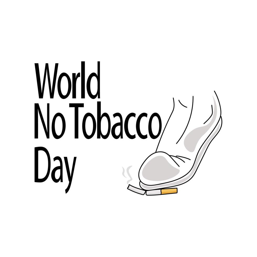 wereld Nee tabak dag, een bagageruimte vertrappen een gebroken roken sigaret, krijgen ontdoen van slecht gewoonten vector