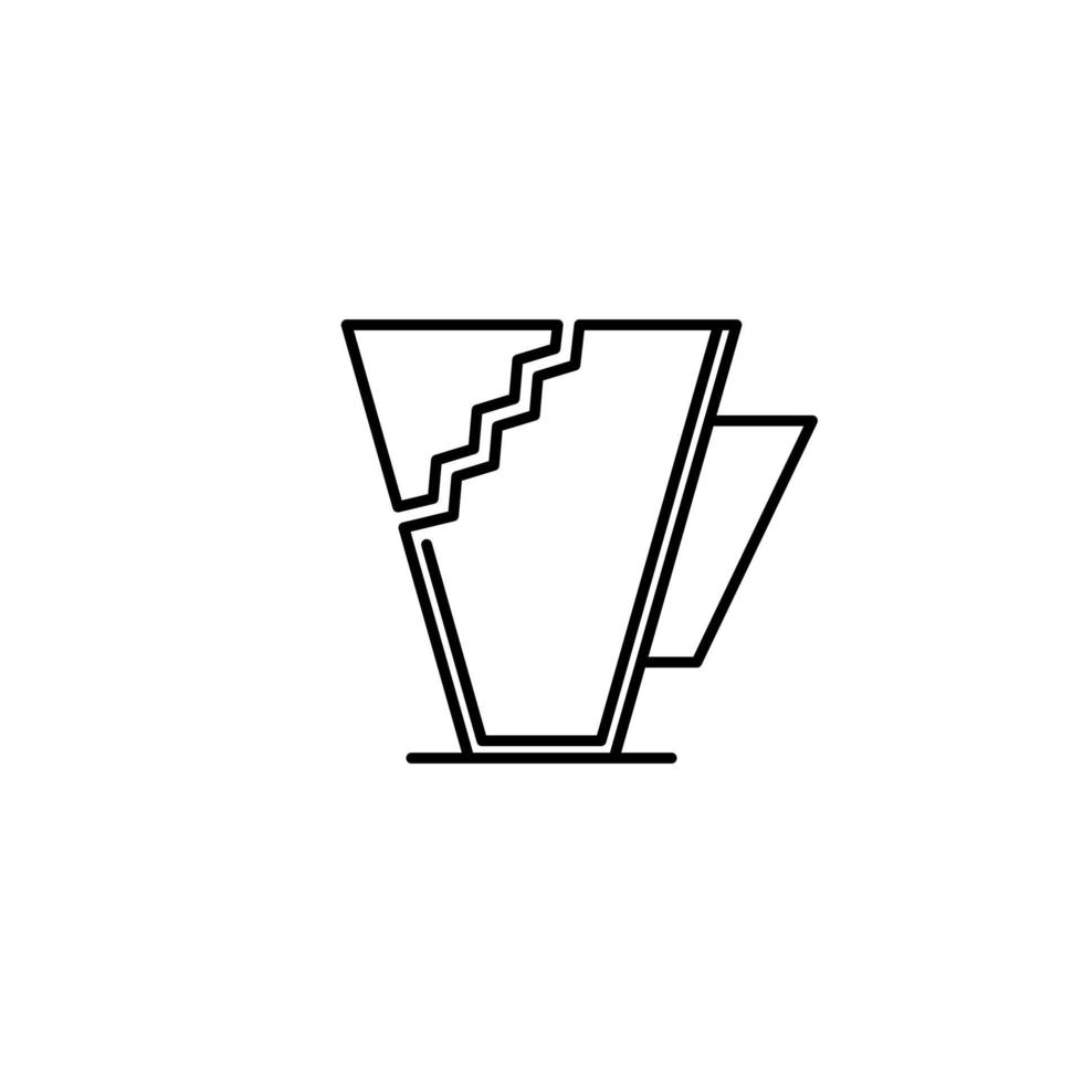 gebroken koffie kop icoon Aan wit achtergrond. gemakkelijk, lijn, silhouet en schoon stijl. zwart en wit. geschikt voor symbool, teken, icoon of logo vector