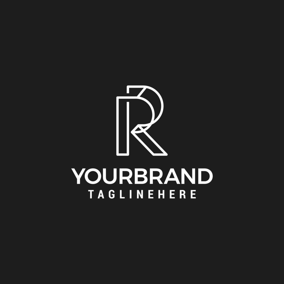 brief r logo monogram mockup hipster zwart en wit ontwerp element vector