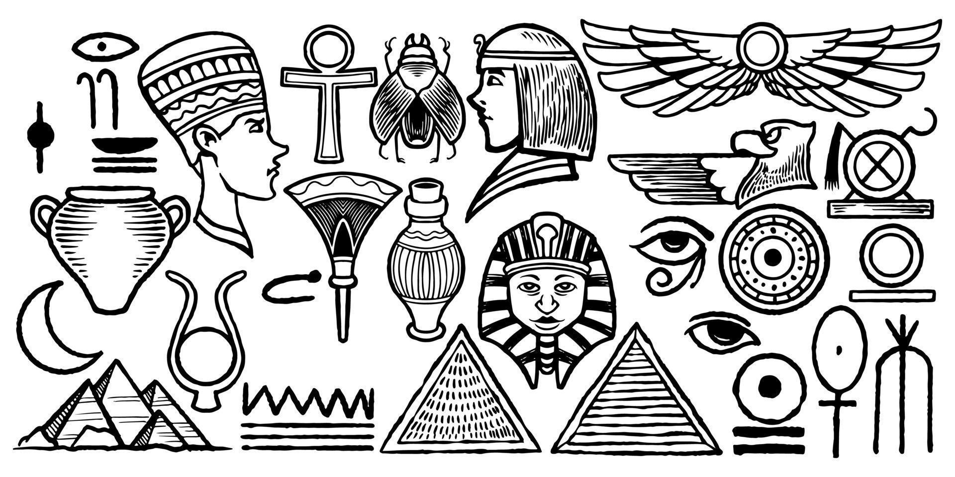 reeks van Egyptische tribal tekening vector