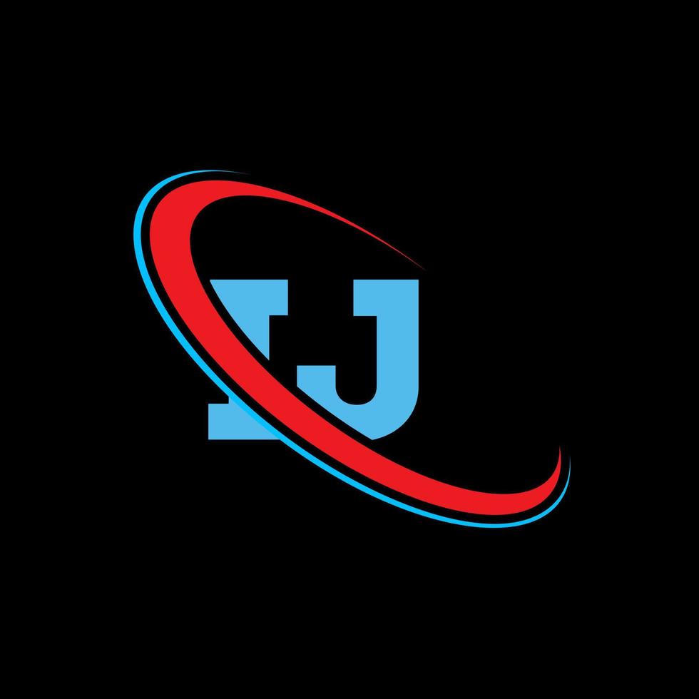 ij logo. ij ontwerp. blauw en rood ij brief. ij brief logo ontwerp. eerste brief ij gekoppeld cirkel hoofdletters monogram logo. vector