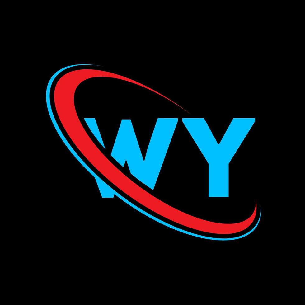 wy logo. wy ontwerp. blauw en rood wy brief. wy brief logo ontwerp. eerste brief wy gekoppeld cirkel hoofdletters monogram logo. vector