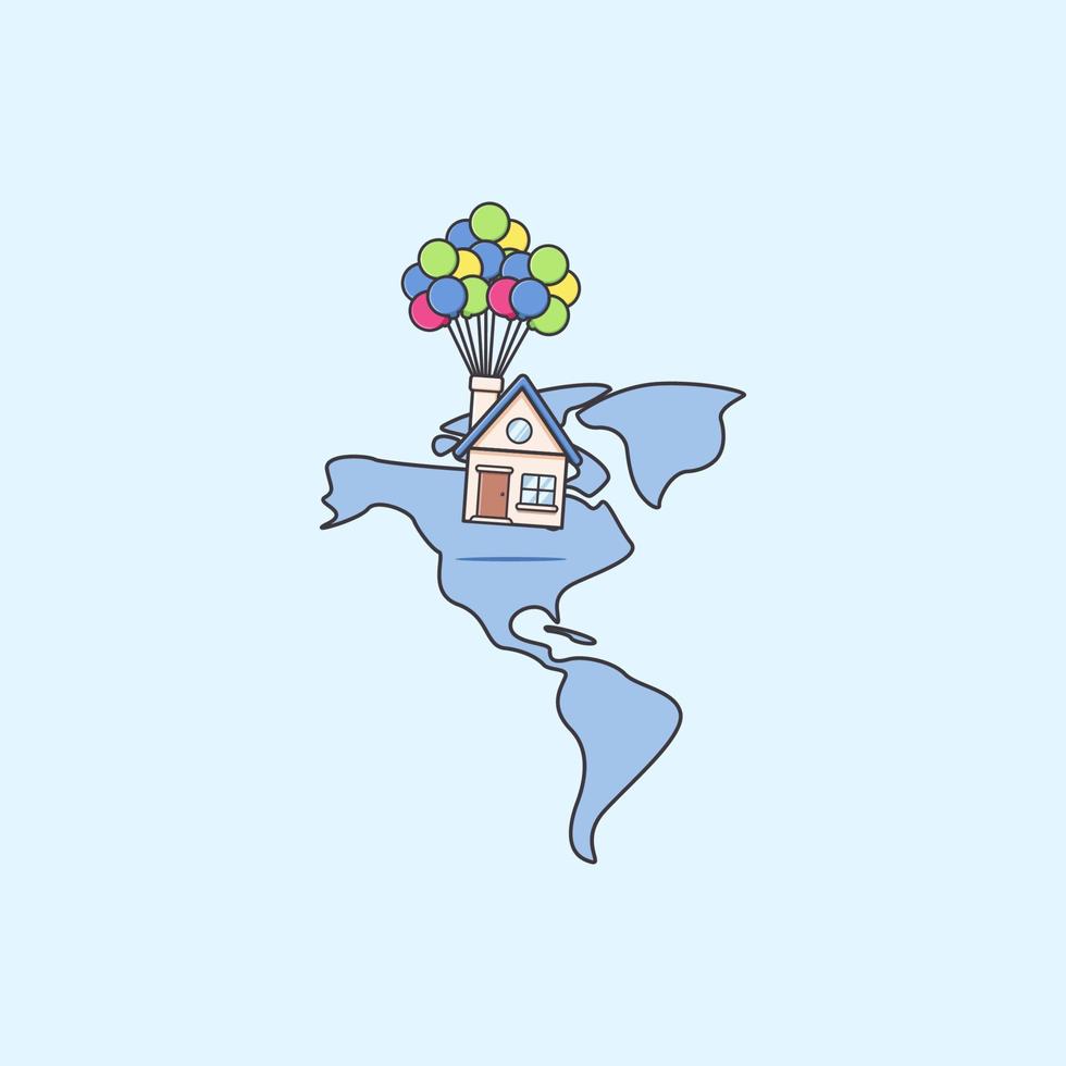 in beweging of verhuizen huis onderhoud overal in Amerika continent kaart illustratie vector