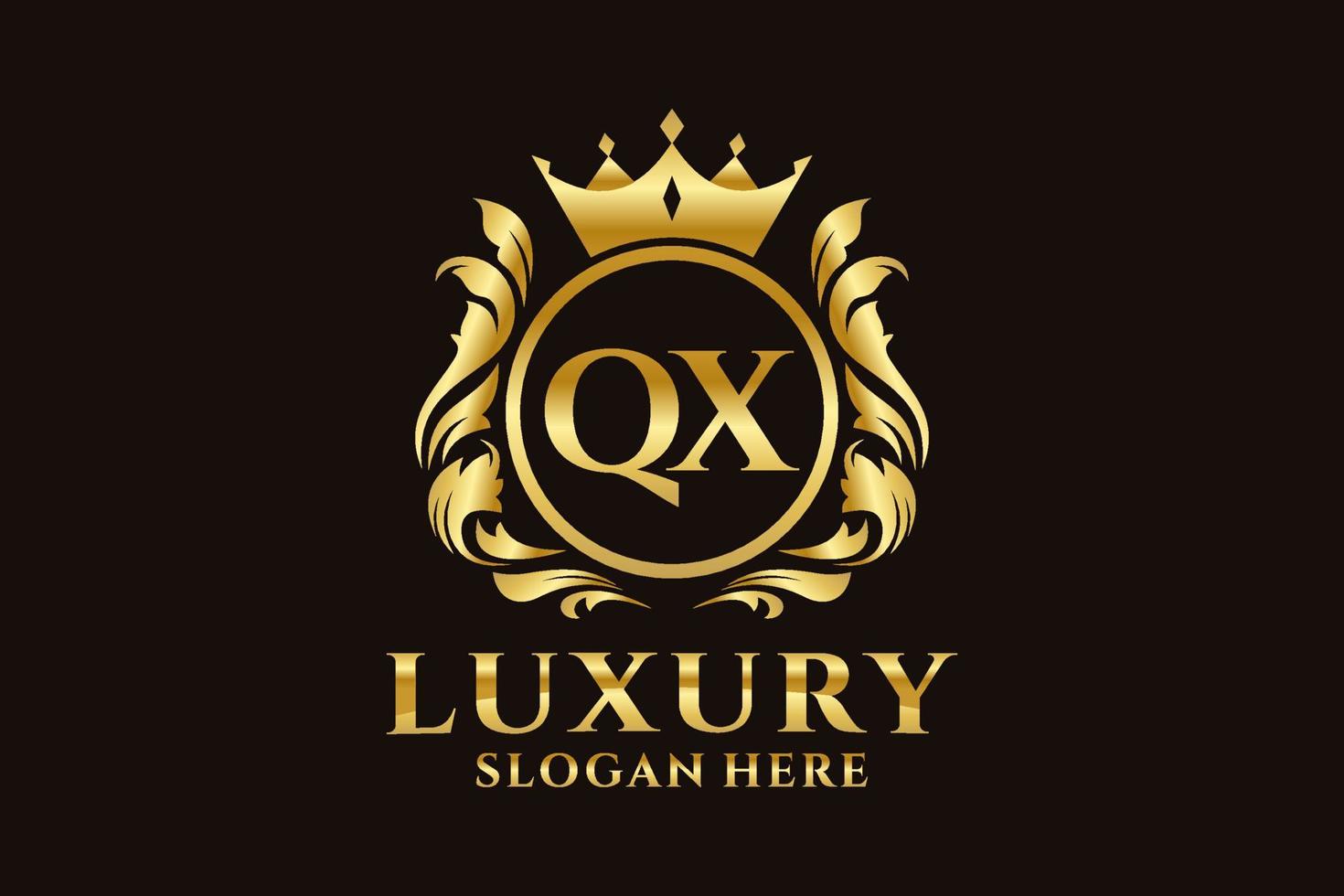 eerste qx brief Koninklijk luxe logo sjabloon in vector kunst voor luxueus branding projecten en andere vector illustratie.