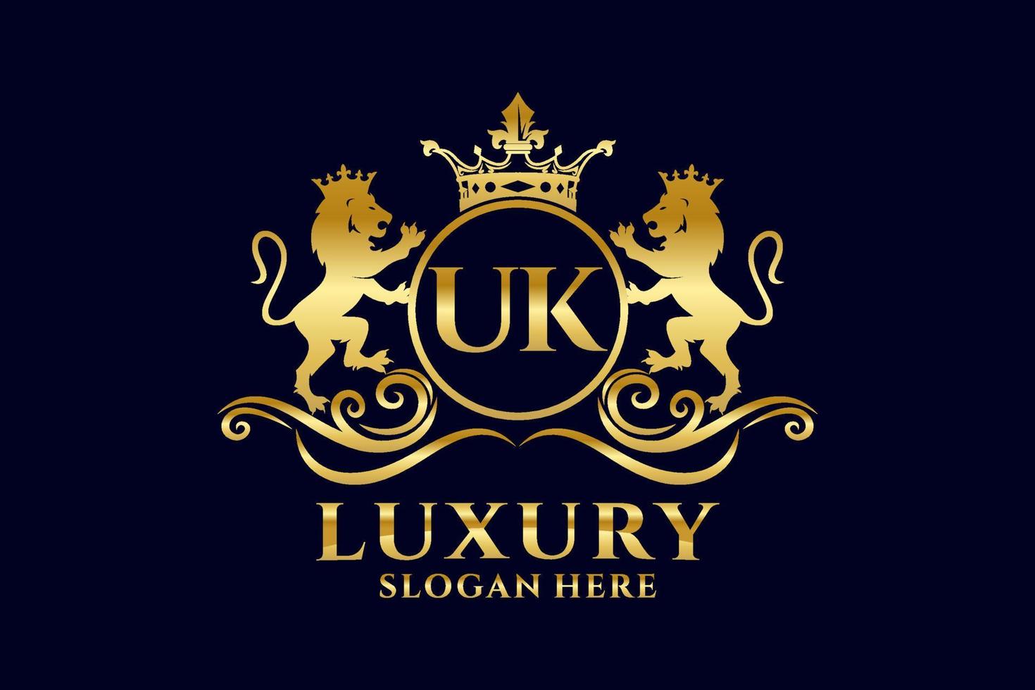 eerste uk brief leeuw Koninklijk luxe logo sjabloon in vector kunst voor luxueus branding projecten en andere vector illustratie.