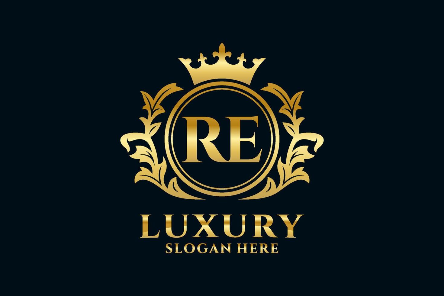 eerste opnieuw brief Koninklijk luxe logo sjabloon in vector kunst voor luxueus branding projecten en andere vector illustratie.