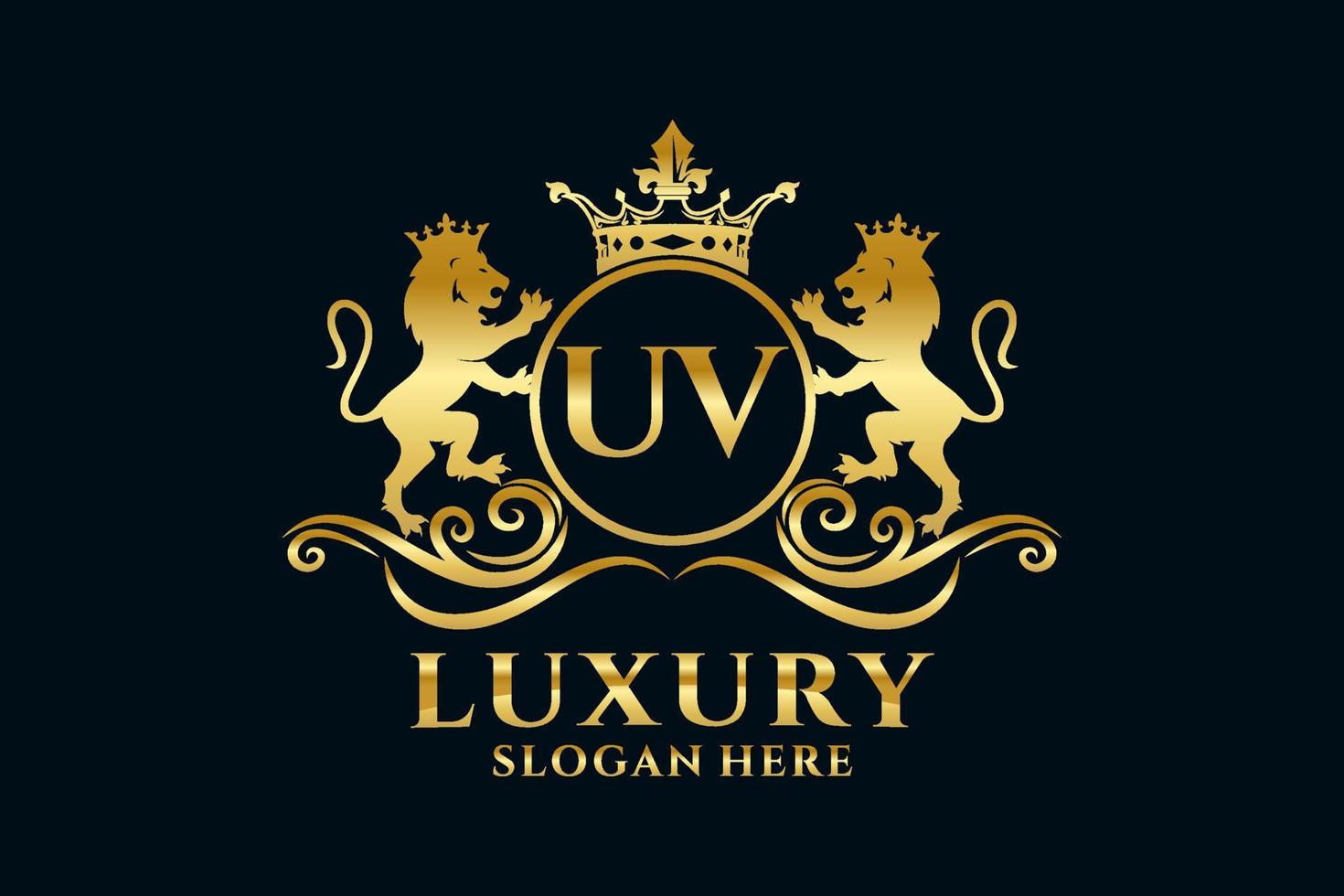 eerste uv brief leeuw Koninklijk luxe logo sjabloon in vector kunst voor luxueus branding projecten en andere vector illustratie.