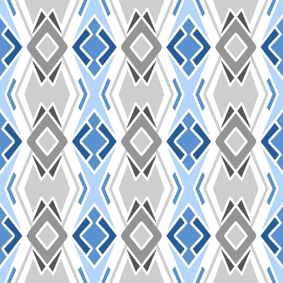 blauw meetkundig naadloos patroon met tribal vorm geven aan. patroon ontworpen in ikat, azteeks, marokkaans, Thais, luxe Arabisch stijl. ideaal voor kleding stof kledingstuk, keramiek, behang. vector illustratie.