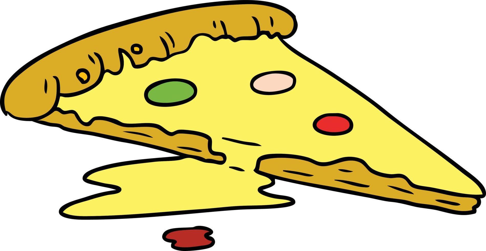 cartoon doodle van een stuk pizza vector