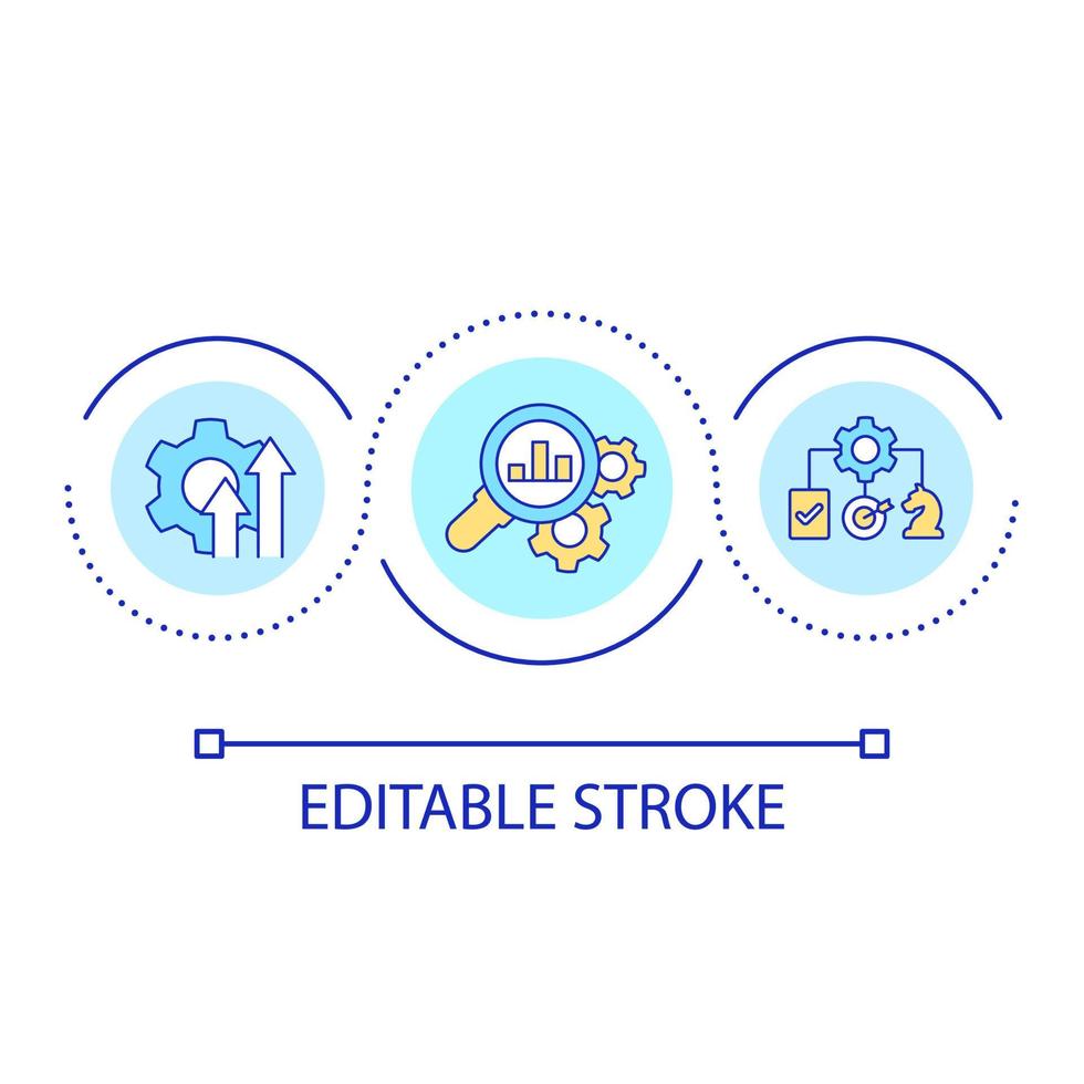 bedrijf ontwikkeling lus concept icoon. analytics en statistieken gegevens. zakelijke strategie abstract idee dun lijn illustratie. geïsoleerd schets tekening. bewerkbare hartinfarct. vector