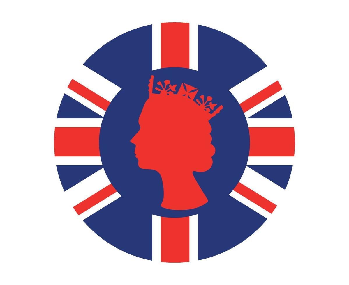 Elizabeth koningin gezicht rood met Brits Verenigde koninkrijk vlag nationaal Europa embleem icoon vector illustratie abstract ontwerp element