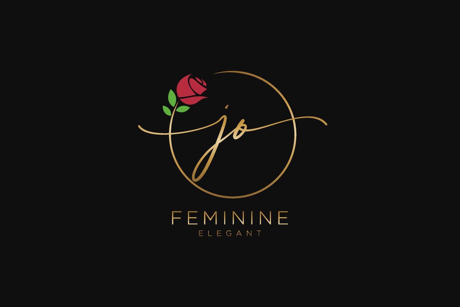 eerste jo vrouwelijk logo schoonheid monogram en elegant logo ontwerp, handschrift logo van eerste handtekening, bruiloft, mode, bloemen en botanisch met creatief sjabloon. vector