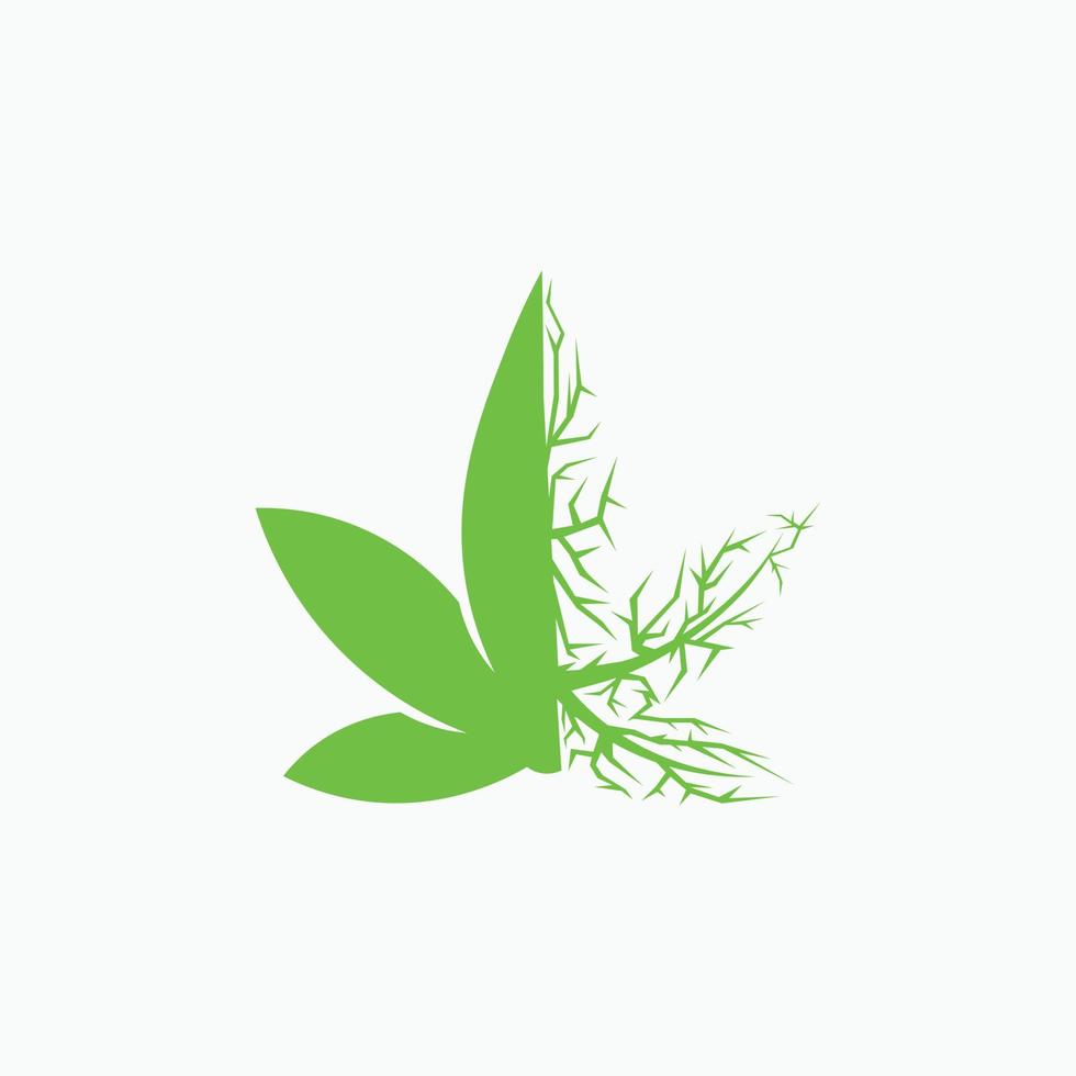 marihuana wortel blad gemakkelijk logo ontwerp ideeën. eps10 vector