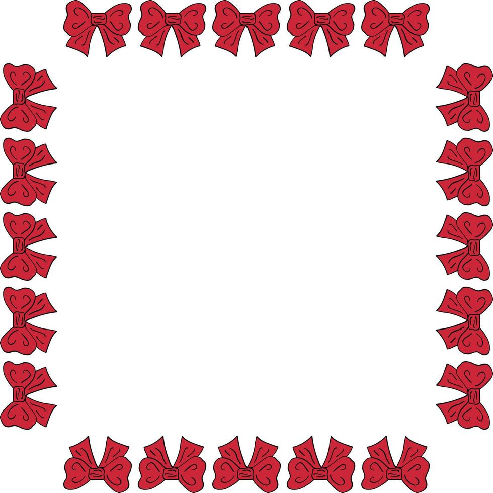 plein kader met schattig rood boog Aan wit achtergrond. vector afbeelding.
