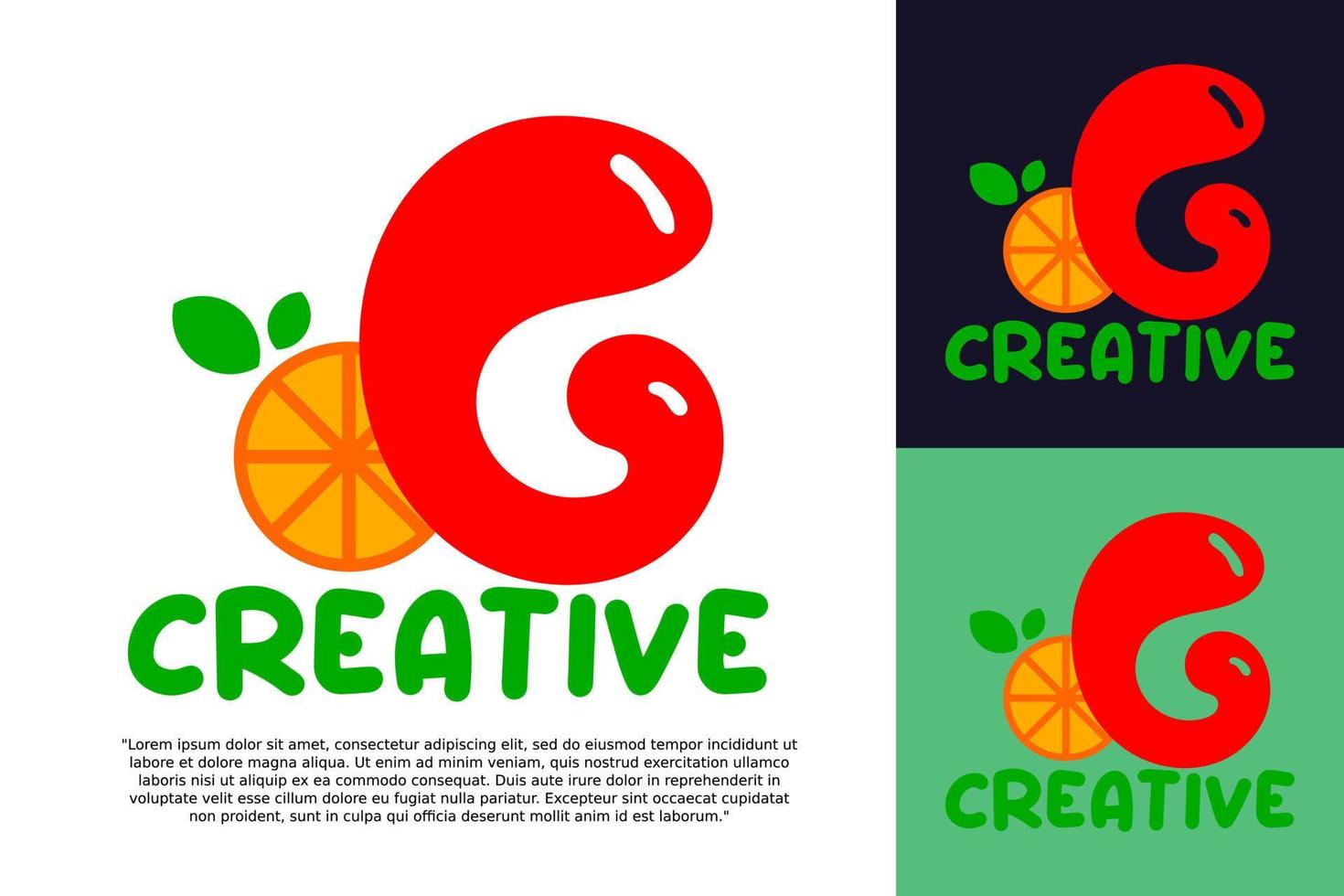 alfabet g logo en vers citrus fruit in modern stijl. vector