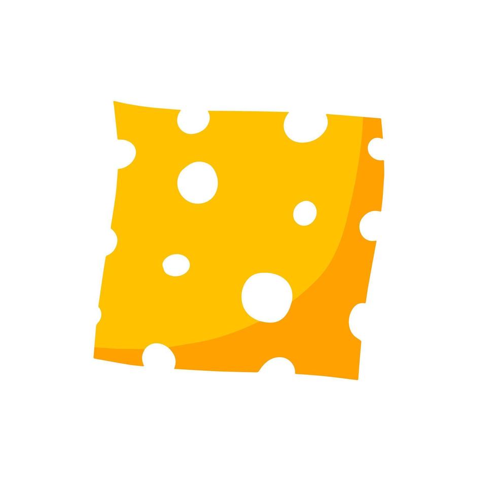 stuk van kaas. plak voedsel. geel ingrediënt met gaten. Roquefort zuivel producten. vlak tekenfilm illustratie vector
