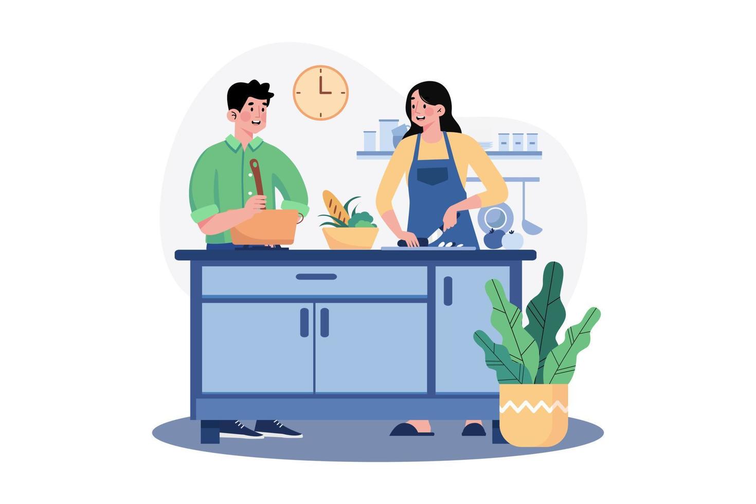 Koken en keuken illustratie concept Aan wit achtergrond vector