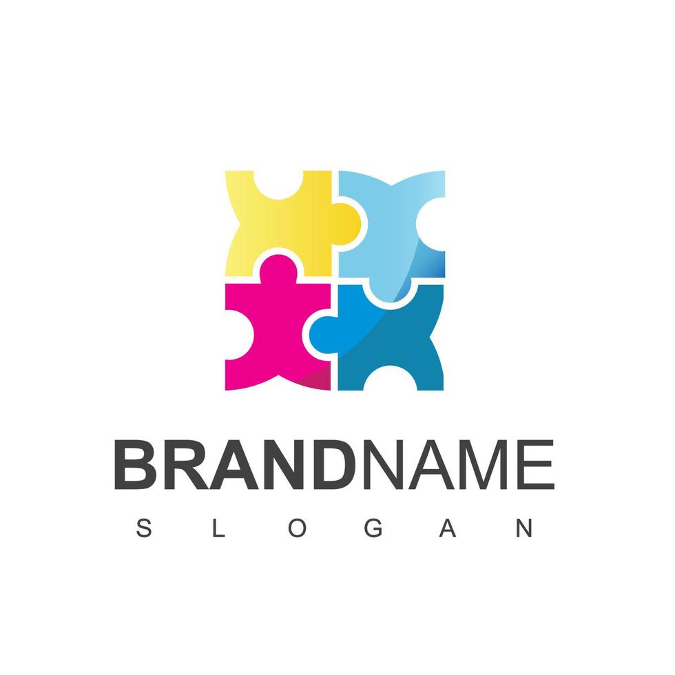 puzzel logo, team werk symbool vector