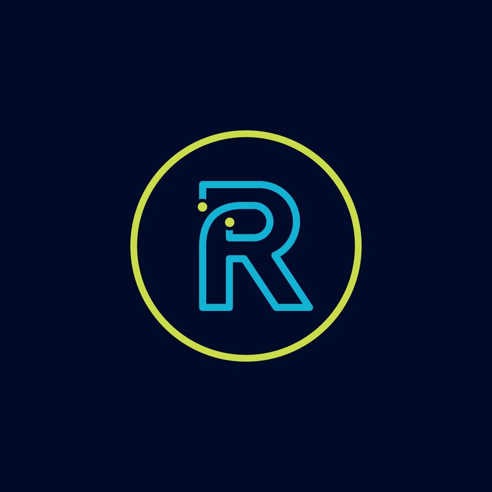 cirkel het logo brief r tech software digitaal logo vector